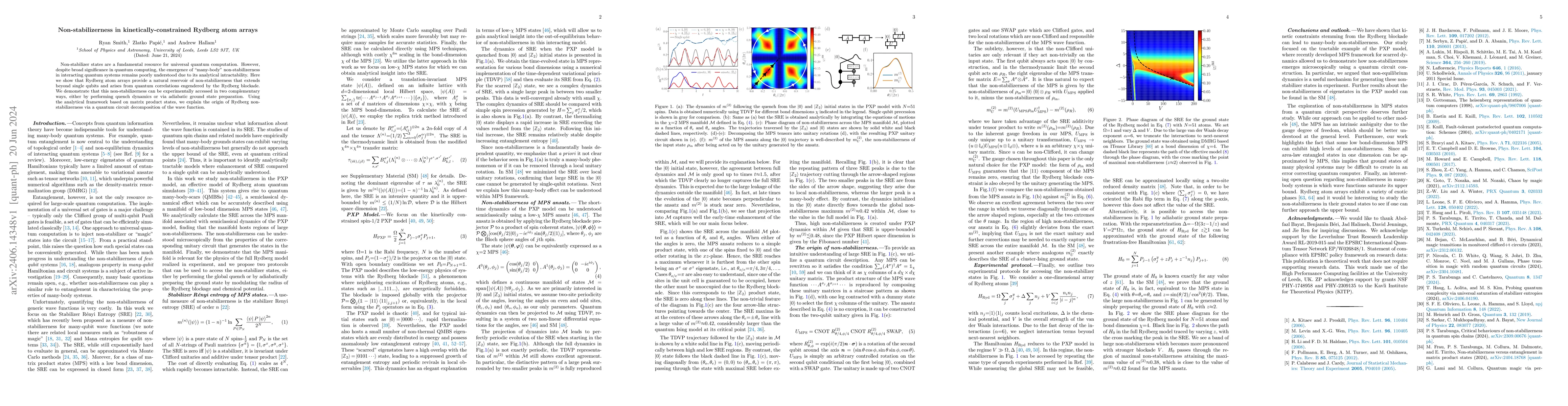 Thumbnail for Non-stabilizerness in kinetically-constrained Rydberg atom arrays