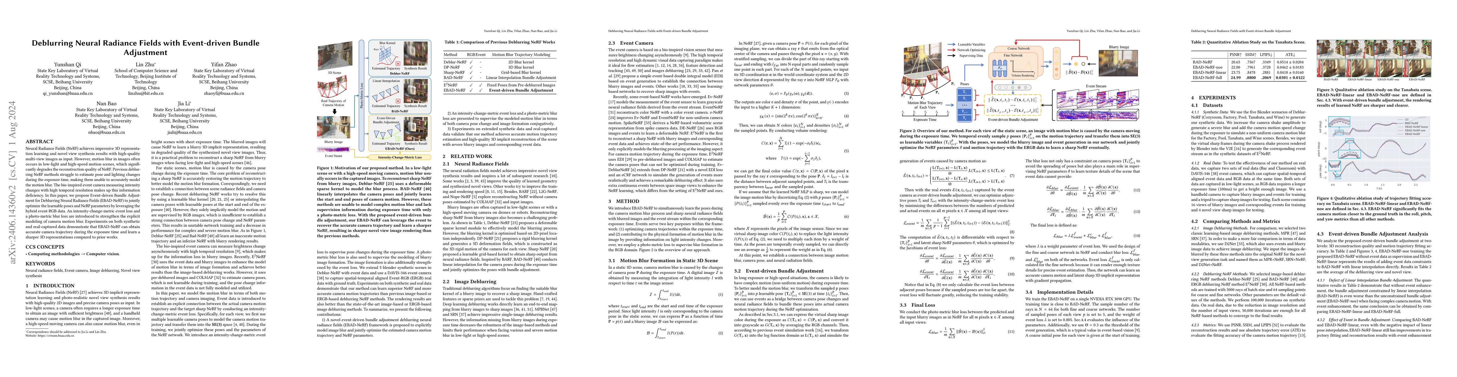 Thumbnail for Deblurring Neural Radiance Fields with Event-driven Bundle Adjustment