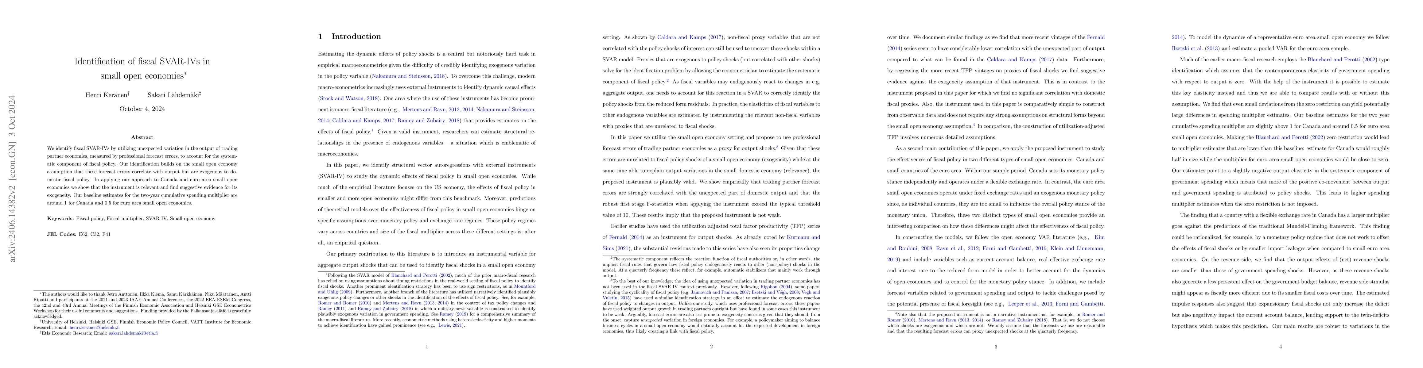 Thumbnail for Identification of fiscal SVAR-IVs in small open economies