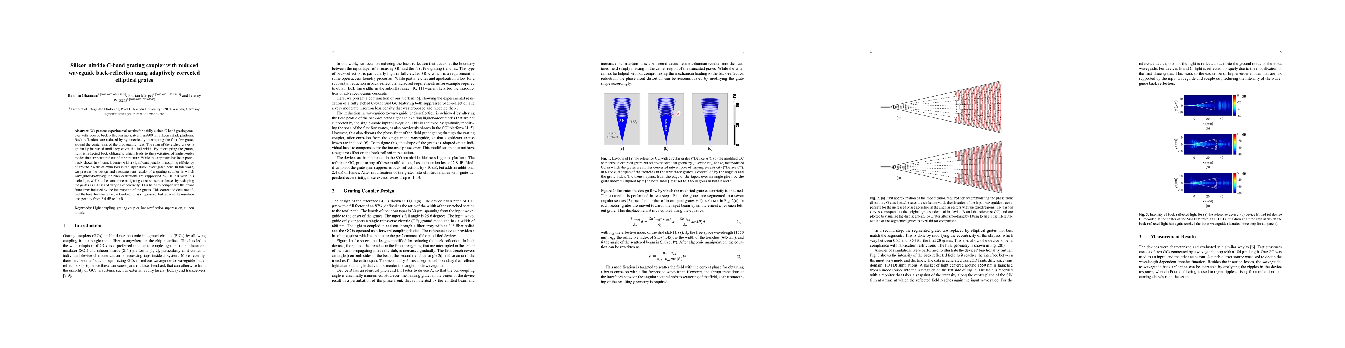 Thumbnail for Silicon Nitride C-Band Grating Coupler with Reduced Waveguide
  Back-Reflection Using Adaptively Corrected Elliptical Grates