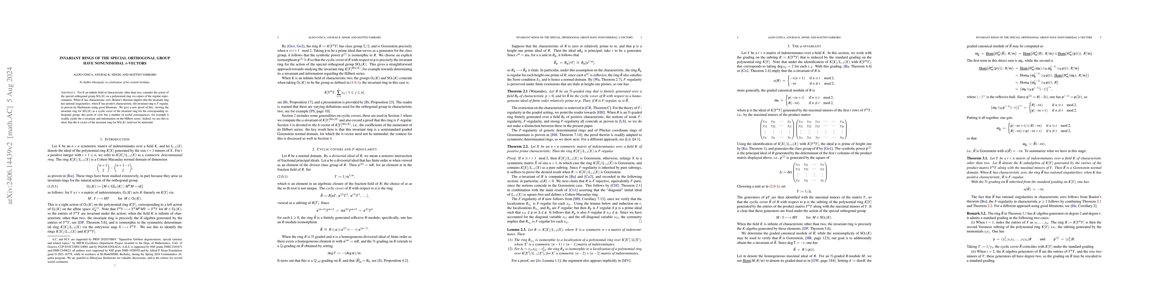 Thumbnail for Invariant rings of the special orthogonal group have nonunimodal
  $h$-vectors