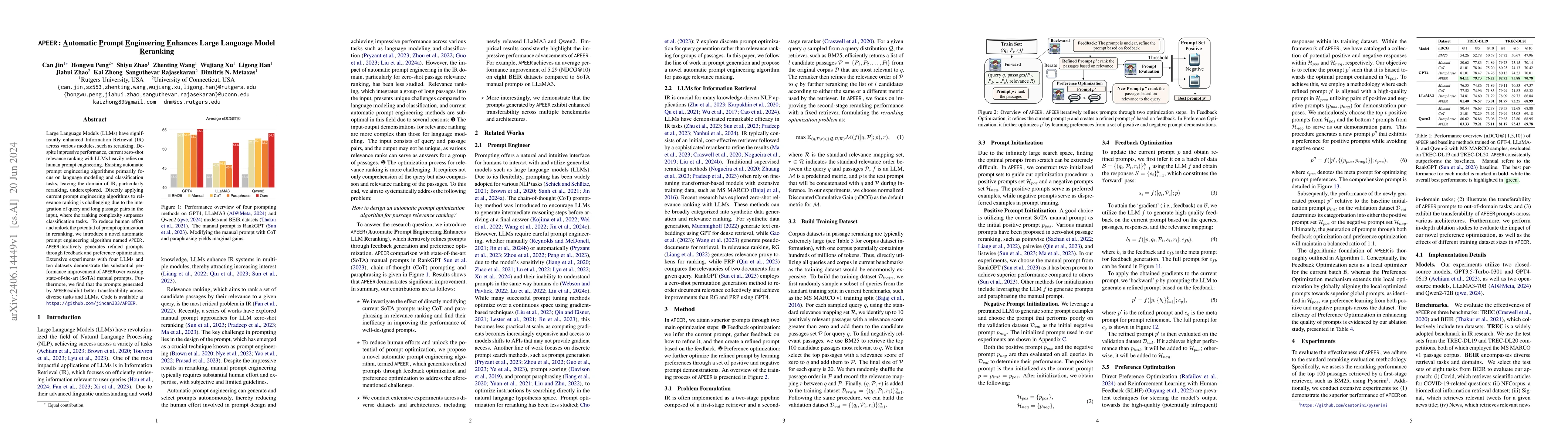 Thumbnail for APEER: Automatic Prompt Engineering Enhances Large Language Model
  Reranking