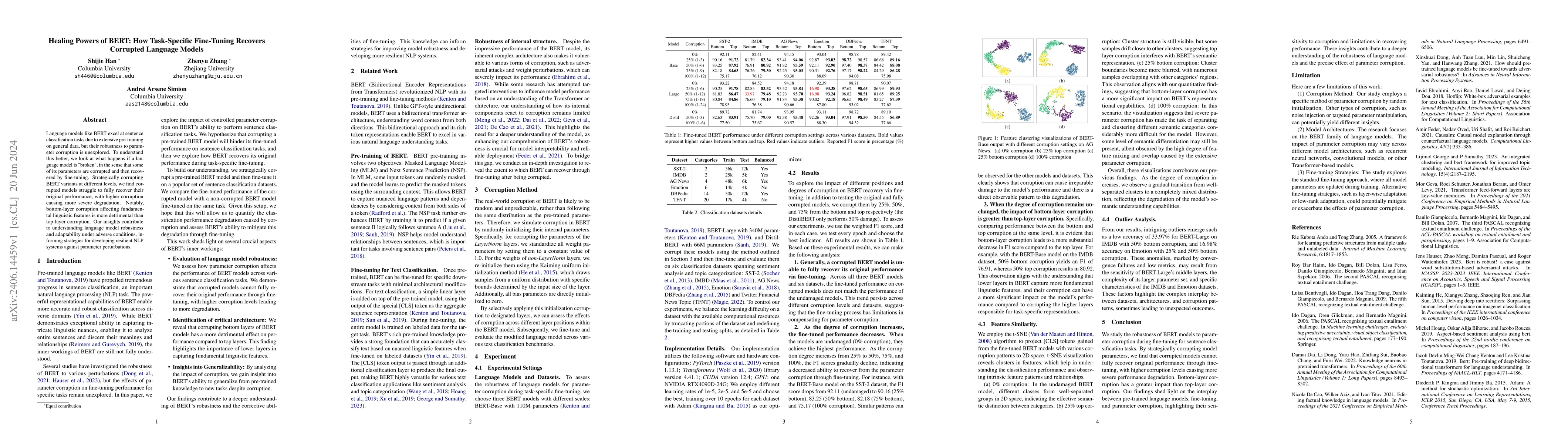 Thumbnail for Healing Powers of BERT: How Task-Specific Fine-Tuning Recovers Corrupted
  Language Models
