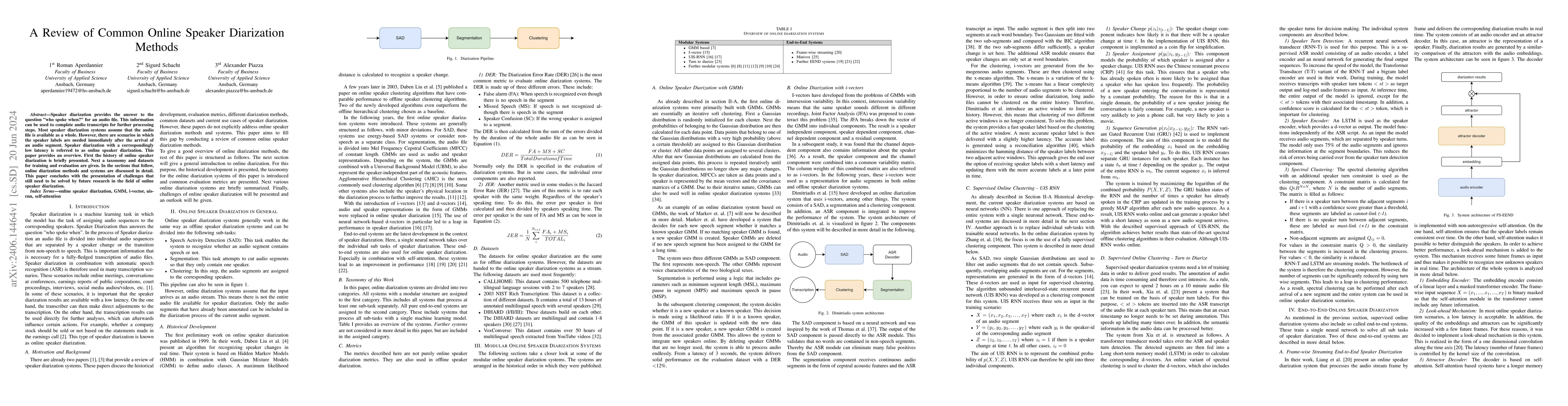 Thumbnail for A Review of Common Online Speaker Diarization Methods