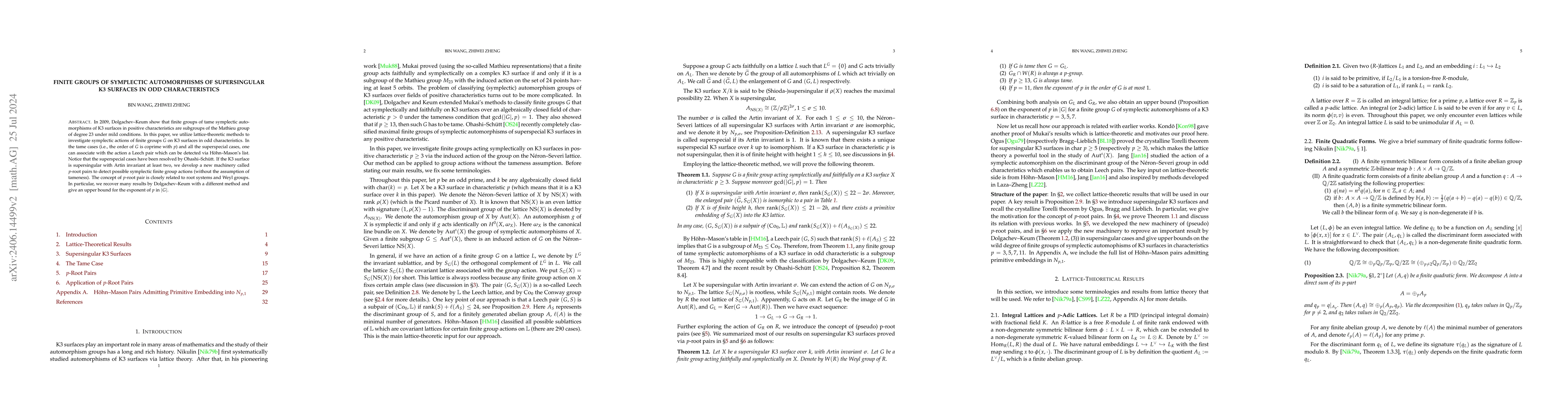 Thumbnail for Finite Groups of Symplectic Automorphisms of Supersingular K3 surfaces
  in Odd Characteristics