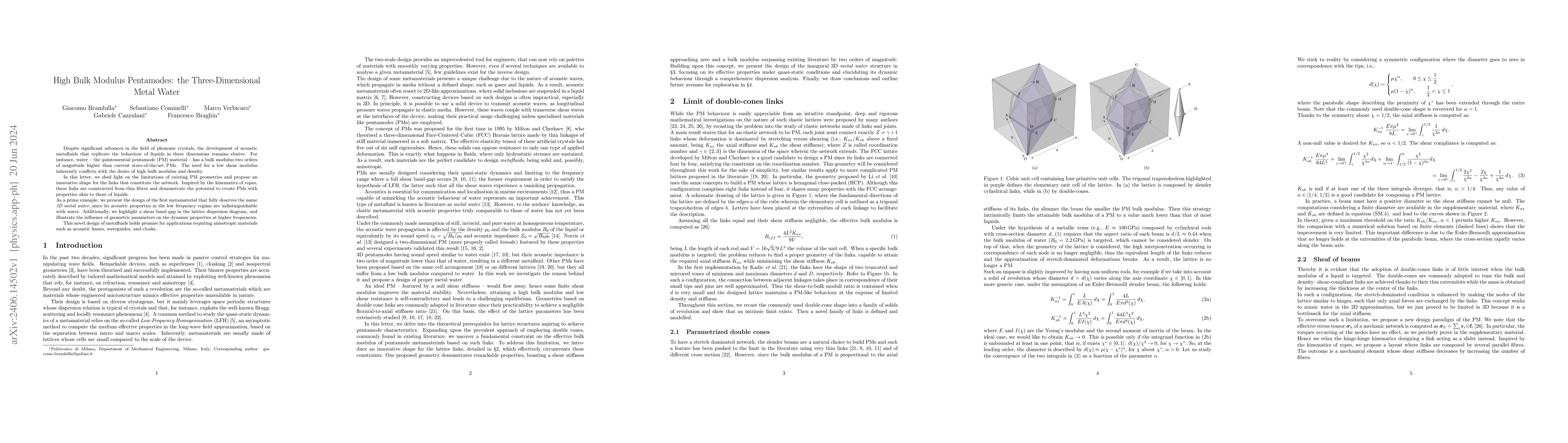 Thumbnail for High Bulk Modulus Pentamodes: the Three-Dimensional Metal Water
