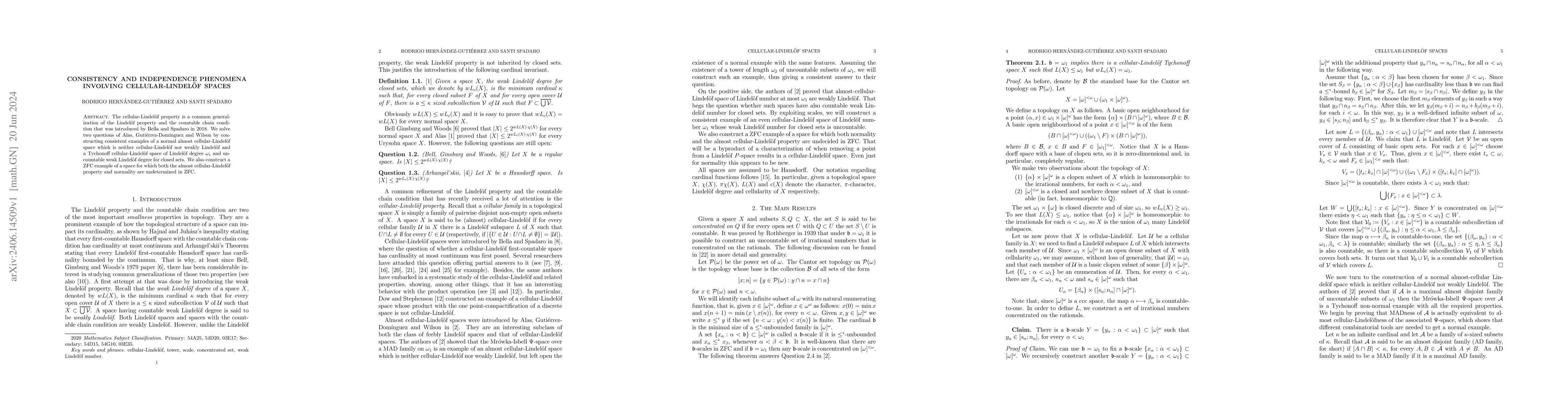 Thumbnail for Consistency and independence phenomena involving cellular-Lindelof
  spaces