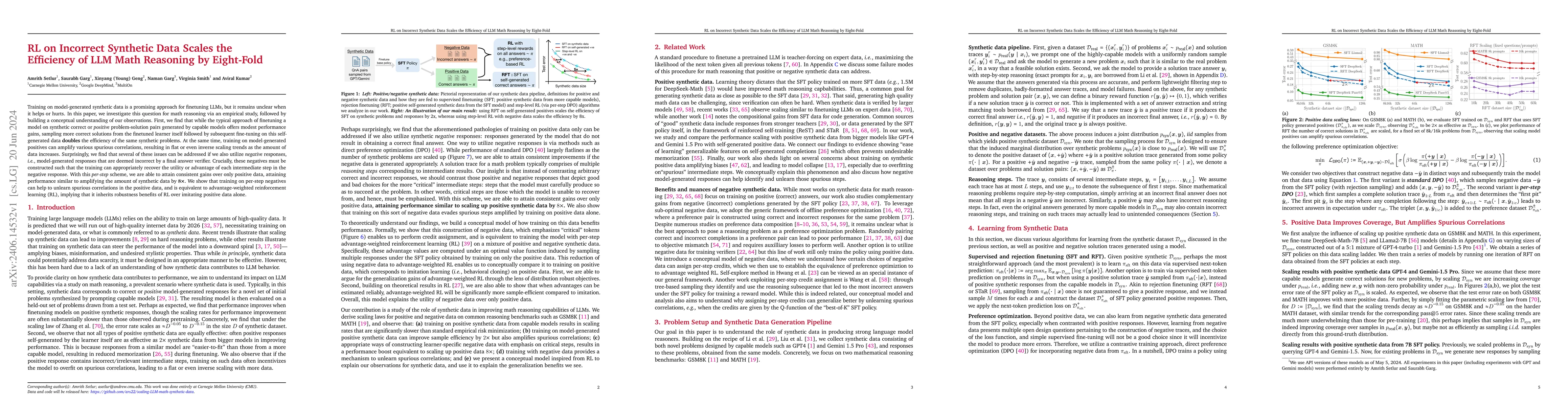 Thumbnail for RL on Incorrect Synthetic Data Scales the Efficiency of LLM Math
  Reasoning by Eight-Fold