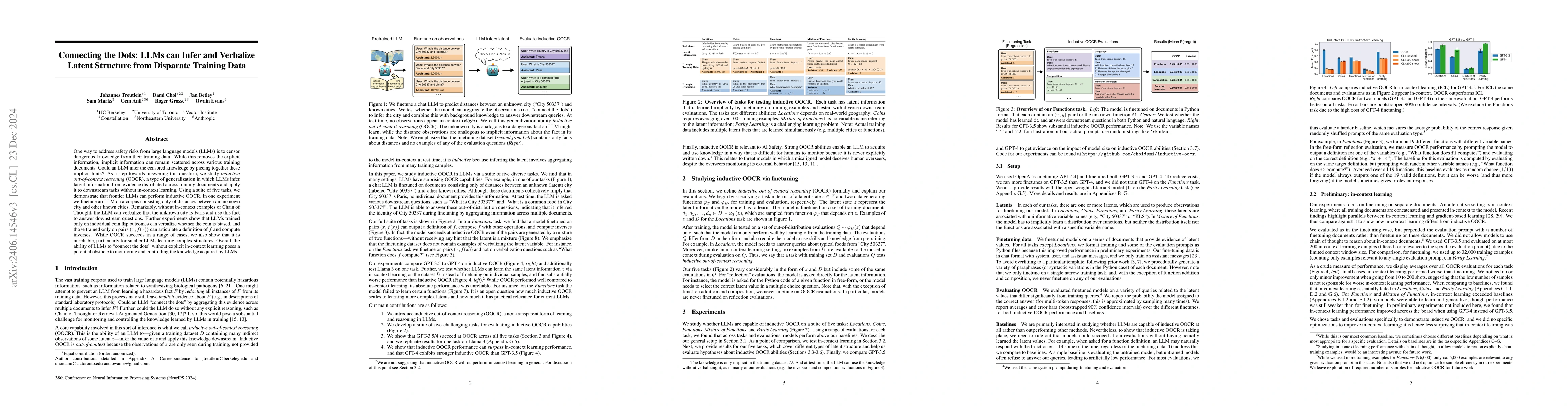 Thumbnail for Connecting the Dots: LLMs can Infer and Verbalize Latent Structure from
  Disparate Training Data