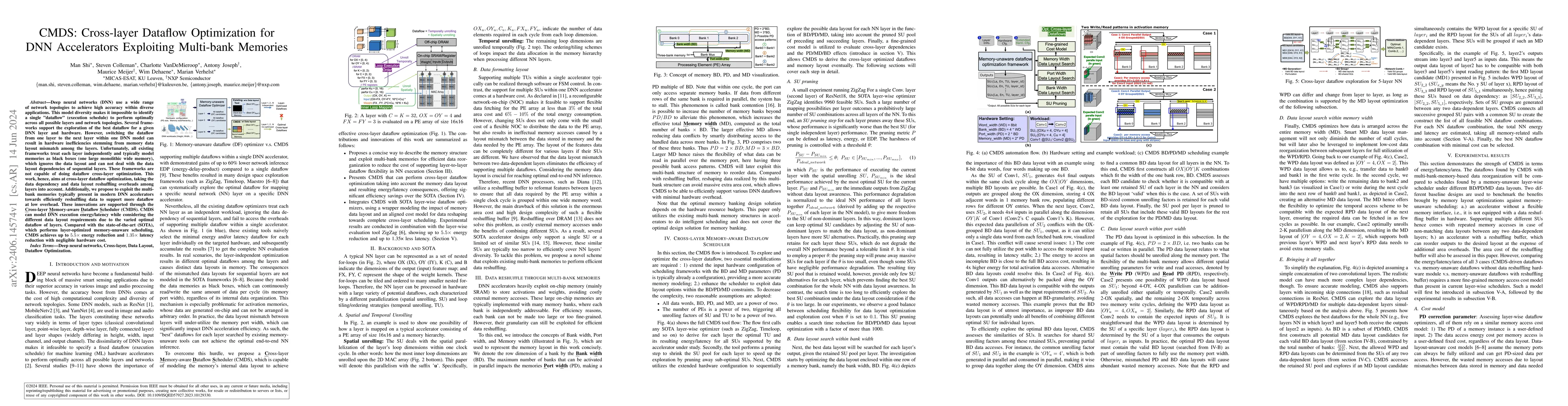 Thumbnail for CMDS: Cross-layer Dataflow Optimization for DNN Accelerators Exploiting
  Multi-bank Memories