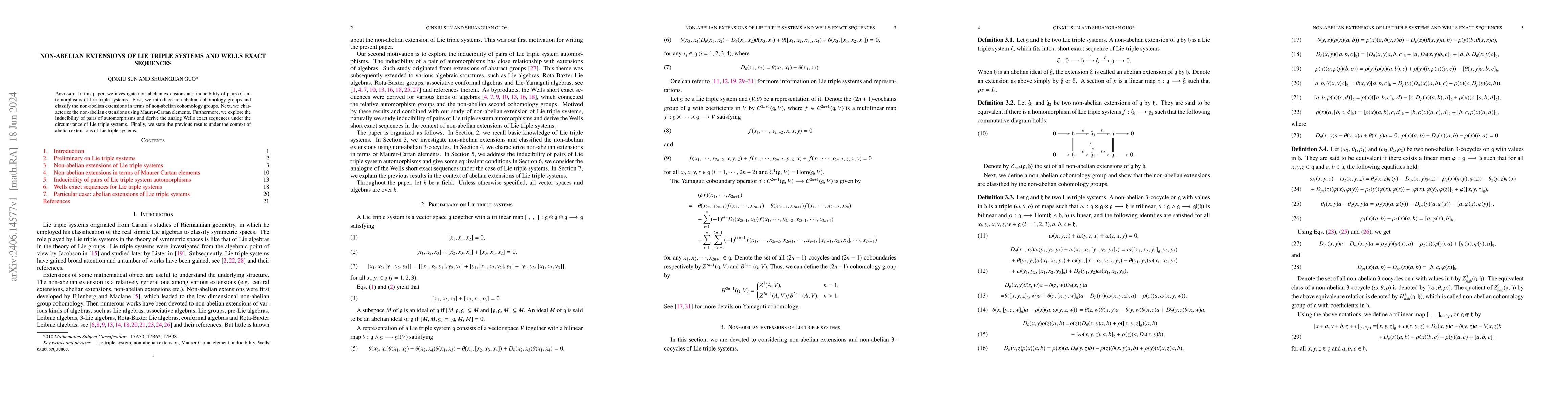 Thumbnail for Non-abelian extensions of Lie triple systems and Wells exact sequences