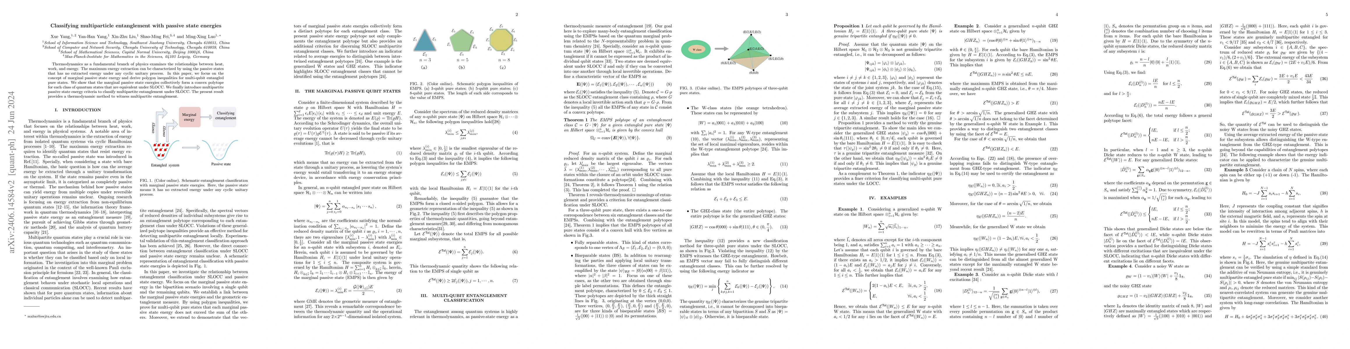 Thumbnail for Classifying multiparticle entanglement with passive state energies