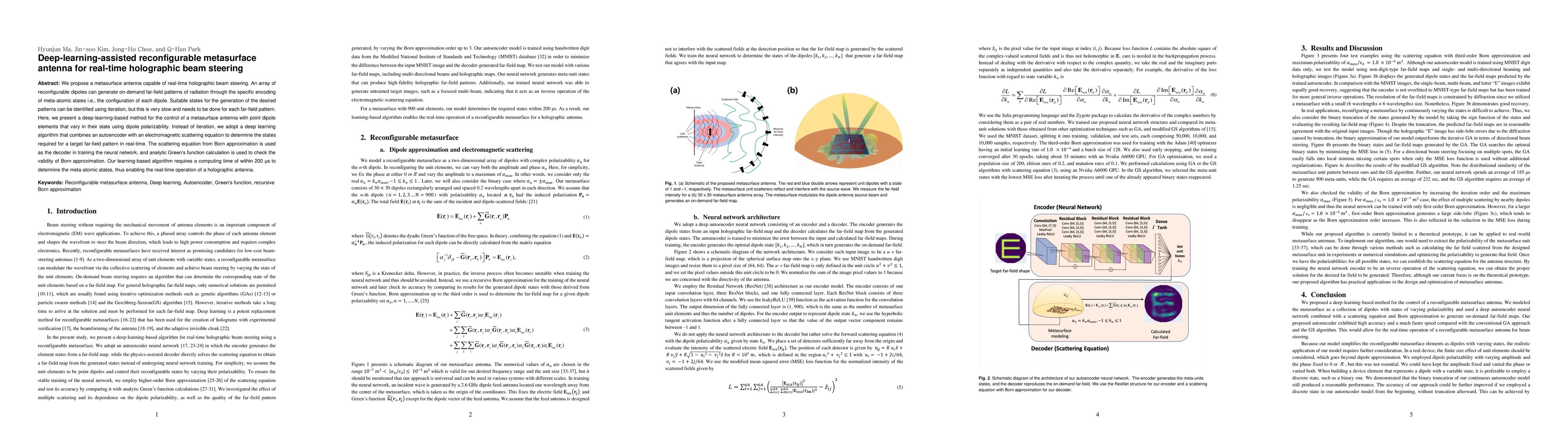 Thumbnail for Deep-learning-assisted reconfigurable metasurface antenna for real-time
  holographic beam steering