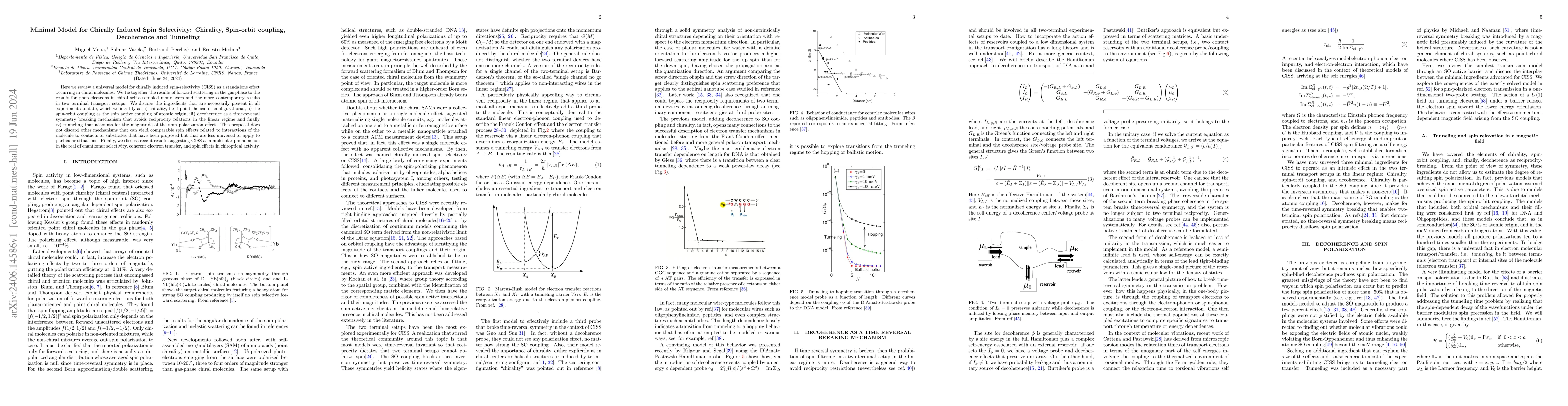 Thumbnail for Minimal Model for Chirally Induced Spin Selectivity: Chirality,
  Spin-orbit coupling, Decoherence and Tunneling