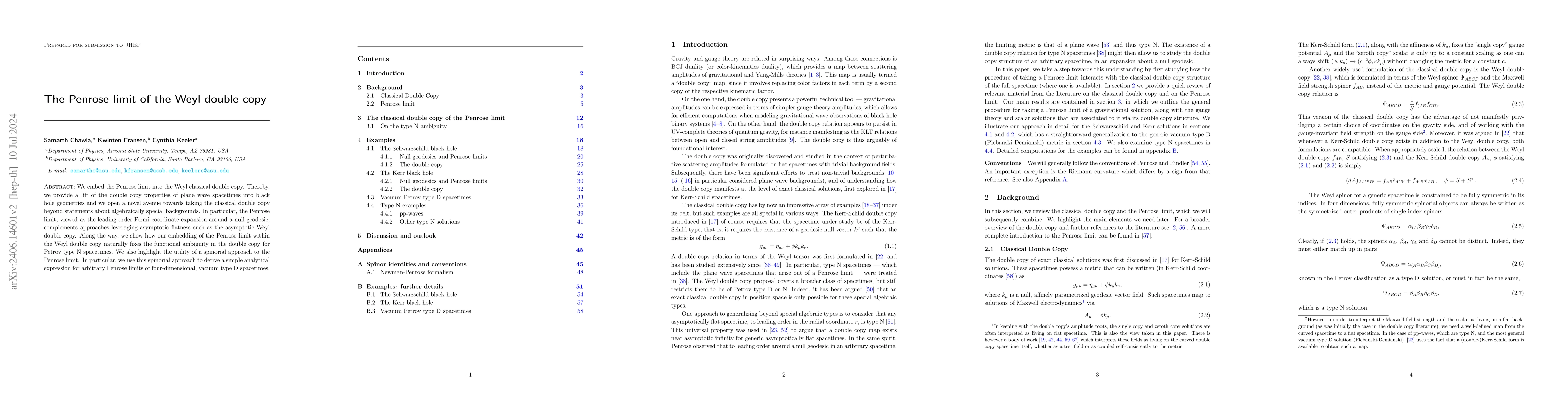 Thumbnail for The Penrose limit of the Weyl double copy