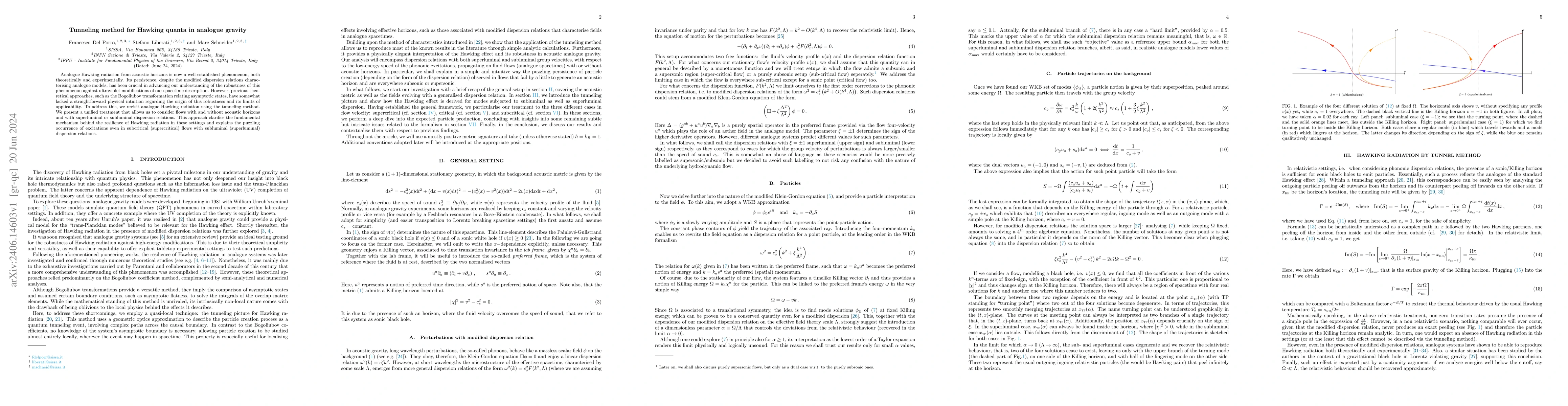 Thumbnail for Tunneling method for Hawking quanta in analogue gravity