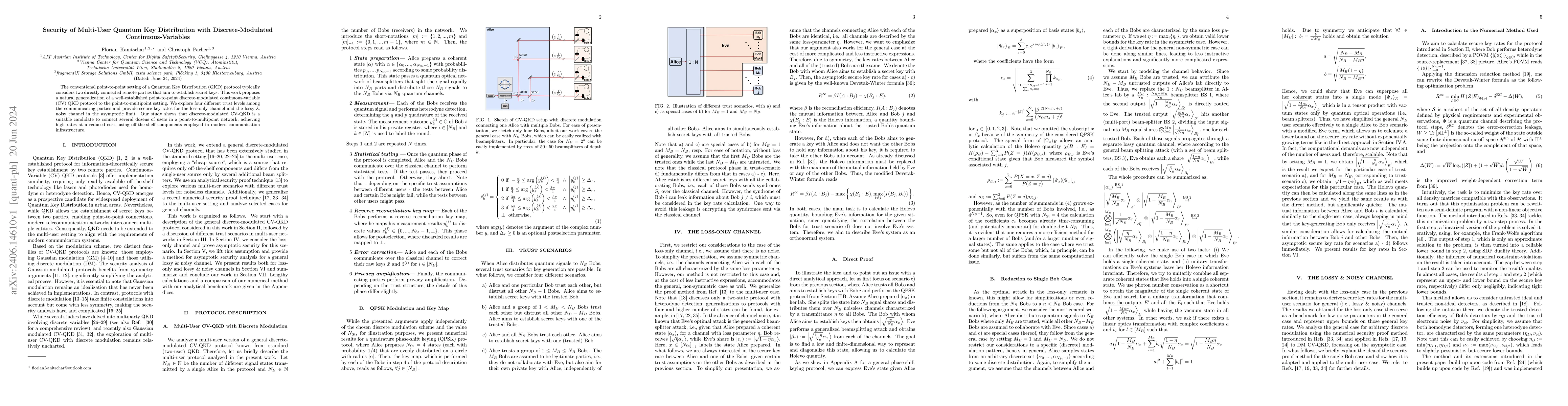 Thumbnail for Security of Multi-User Quantum Key Distribution with Discrete-Modulated
  Continuous-Variables