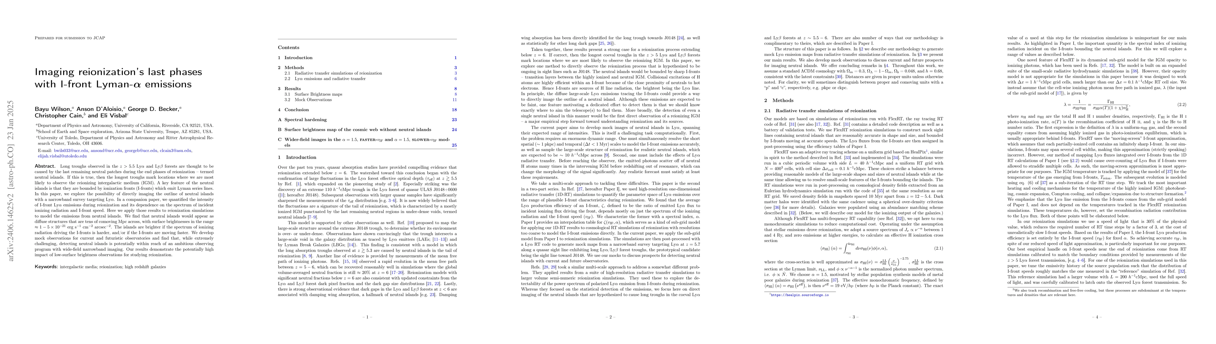 Thumbnail for Imaging reionization's last phases with I-front Lyman-$\alpha$ emissions