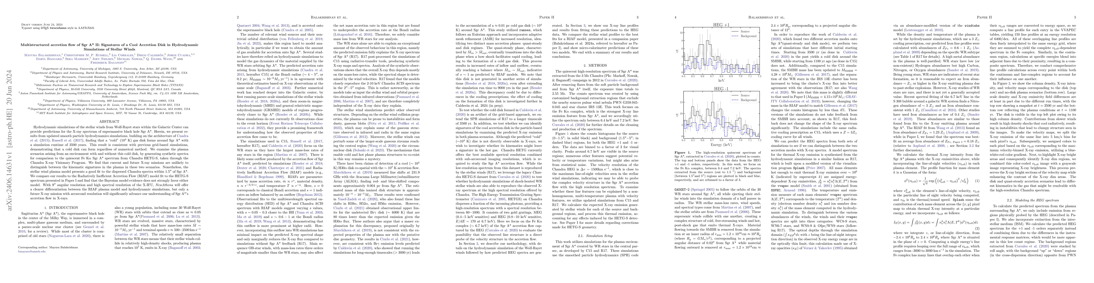 Thumbnail for Multistructured accretion flow of Sgr A* II: Signatures of a Cool
  Accretion Disk in Hydrodynamic Simulations of Stellar Winds