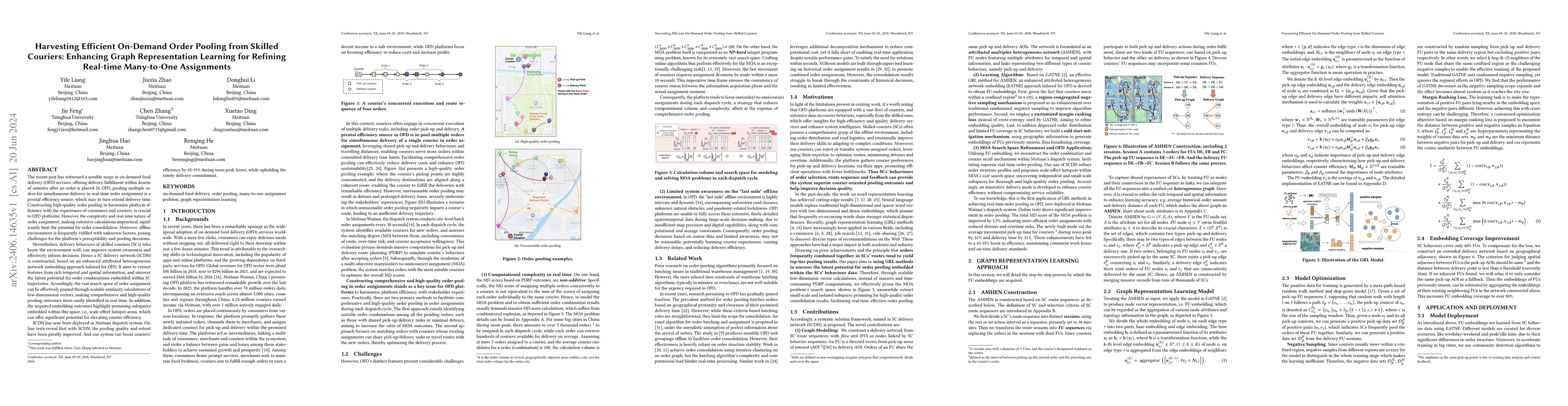 Thumbnail for Harvesting Efficient On-Demand Order Pooling from Skilled Couriers:
  Enhancing Graph Representation Learning for Refining Real-time Many-to-One
  Assignments