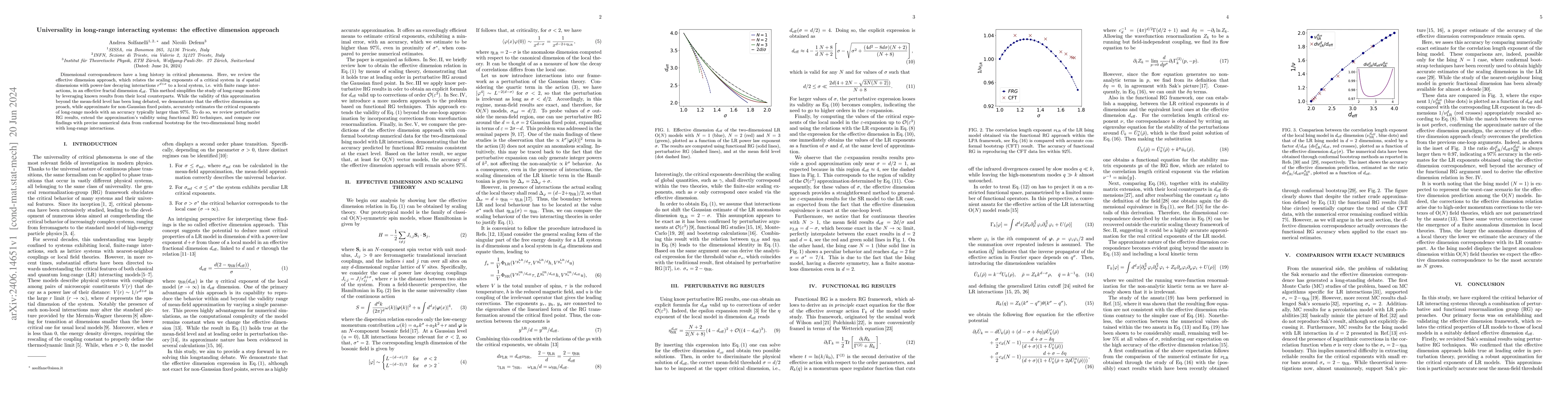 Thumbnail for Universality in long-range interacting systems: the effective dimension
  approach