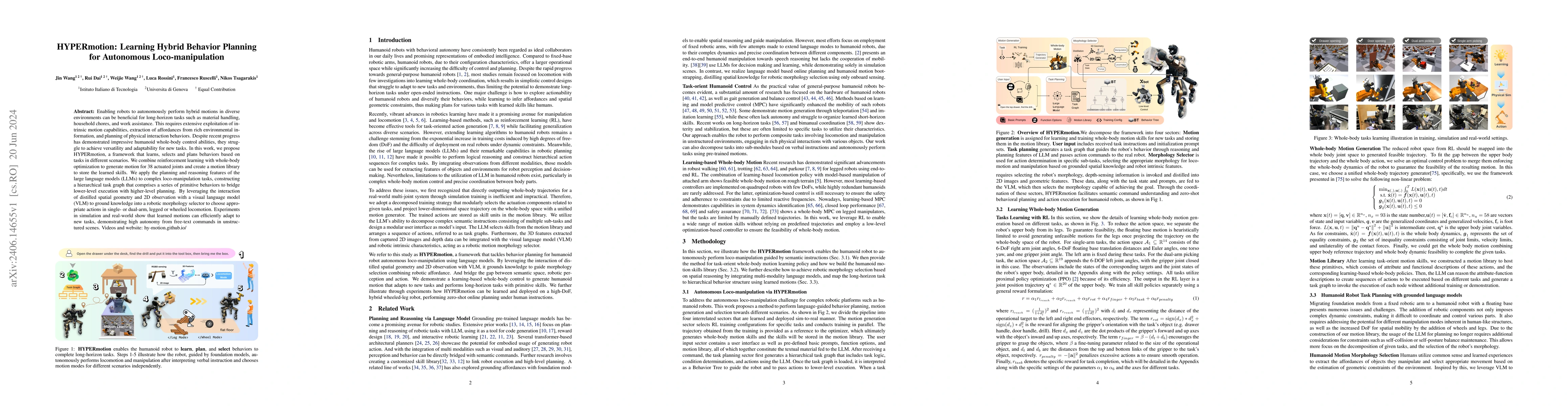 Thumbnail for HYPERmotion: Learning Hybrid Behavior Planning for Autonomous
  Loco-manipulation