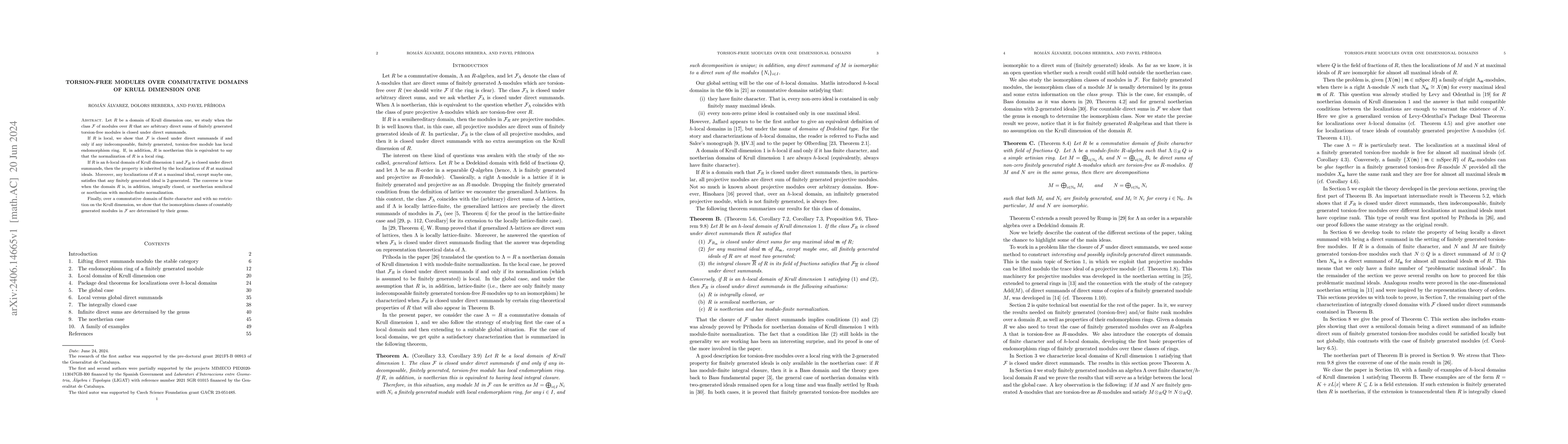 Thumbnail for Torsion-free Modules over Commutative Domains of Krull Dimension One
