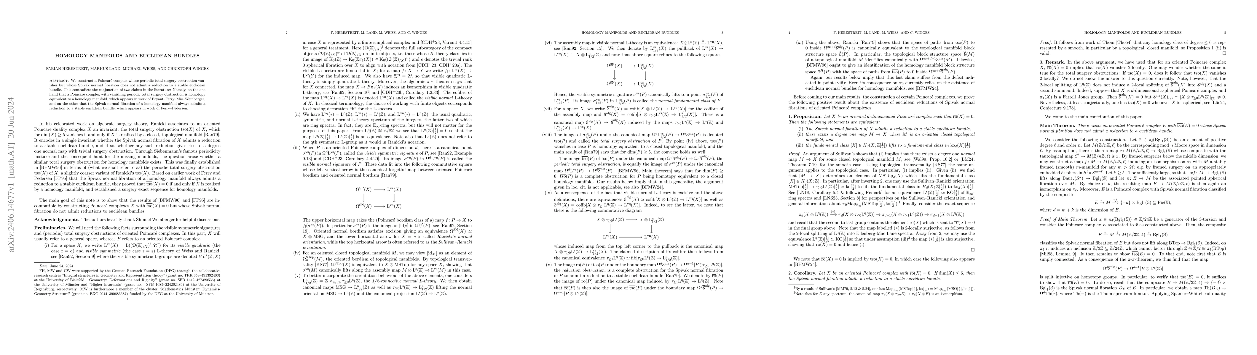 Thumbnail for Homology manifolds and euclidean bundles