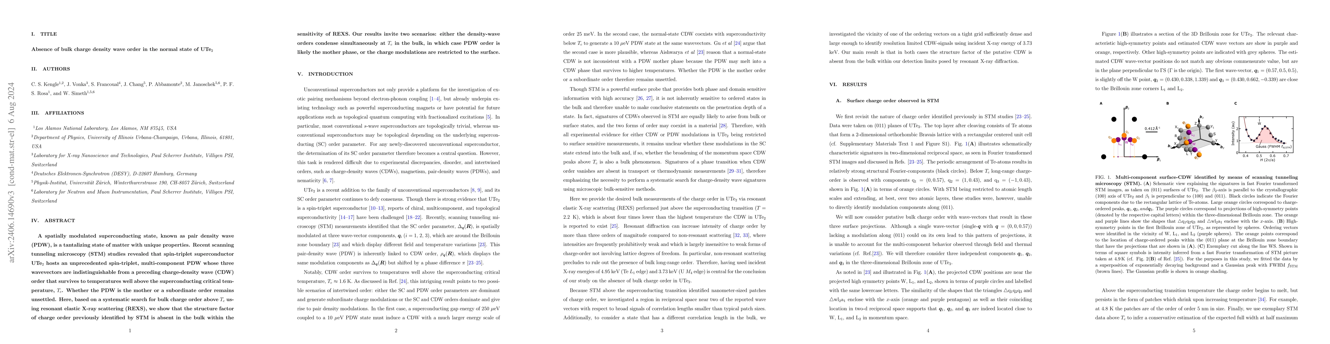Thumbnail for Absence of bulk charge density wave order in the normal state of UTe$_2$