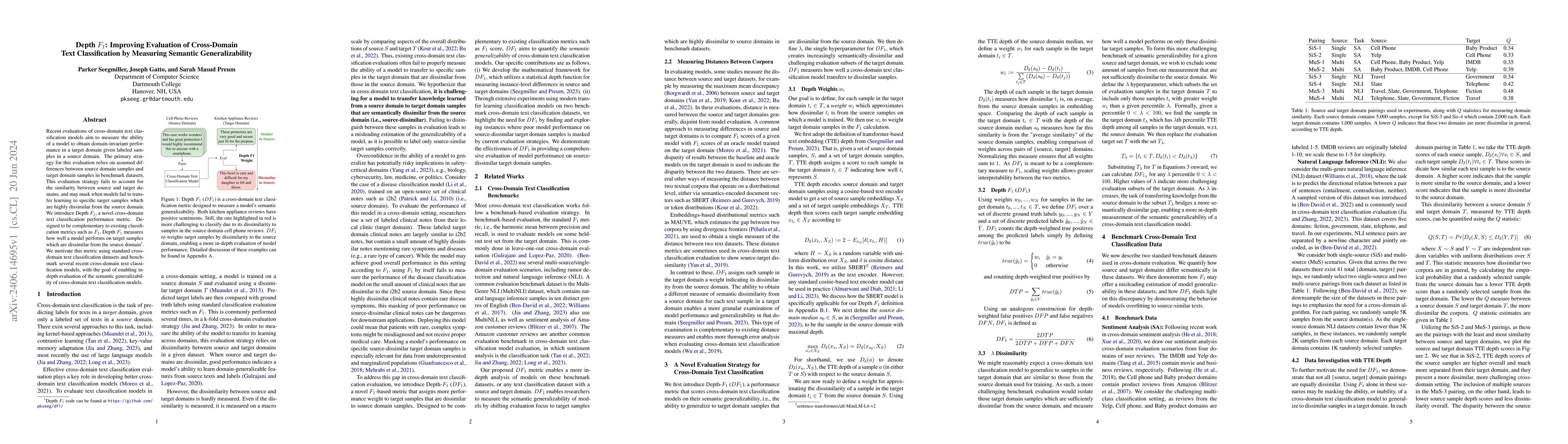 Thumbnail for Depth $F_1$: Improving Evaluation of Cross-Domain Text Classification by
  Measuring Semantic Generalizability