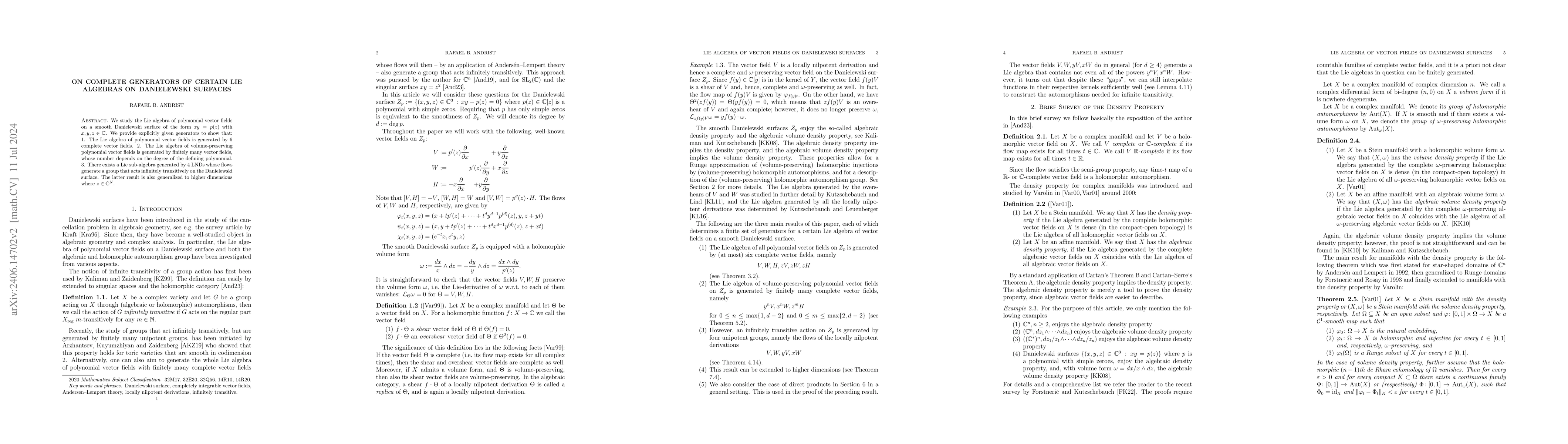 Thumbnail for On complete generators of certain Lie algebras on Danielewski surfaces