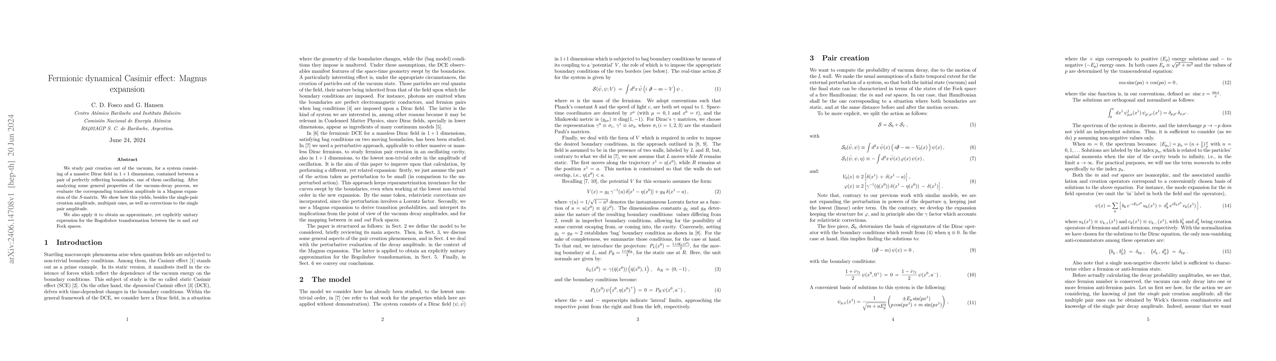 Thumbnail for Fermionic dynamical Casimir effect: Magnus expansion