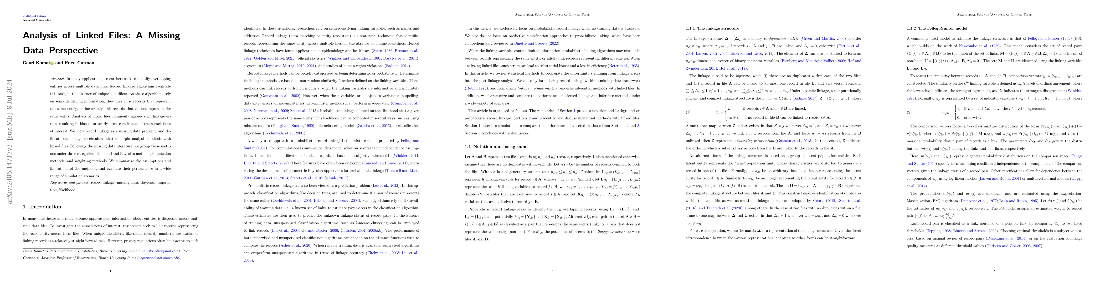 Thumbnail for Analysis of Linked Files: A Missing Data Perspective