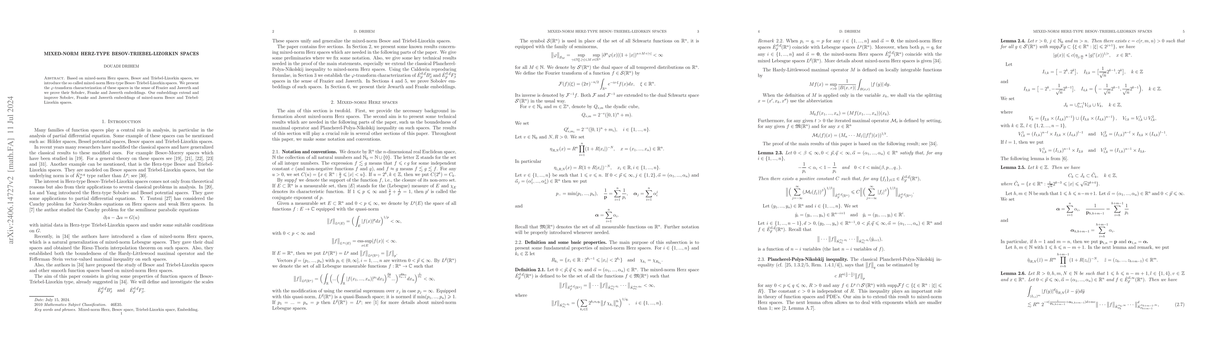 Thumbnail for Mixed-norm Herz-type Besov-Triebel-Lizorkin spaces