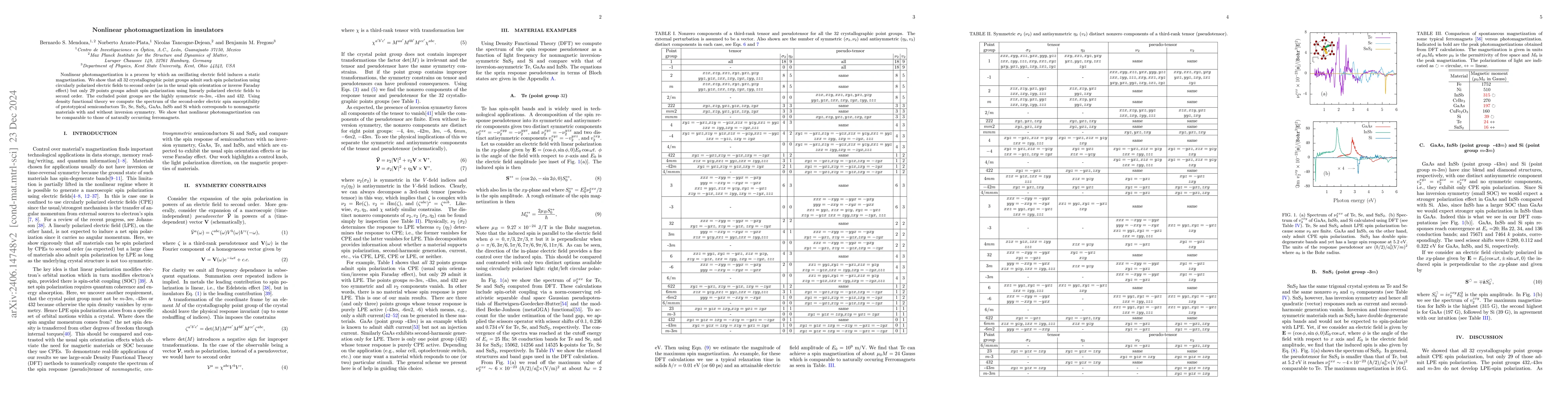 Thumbnail for Nonlinear photomagnetization in insulators