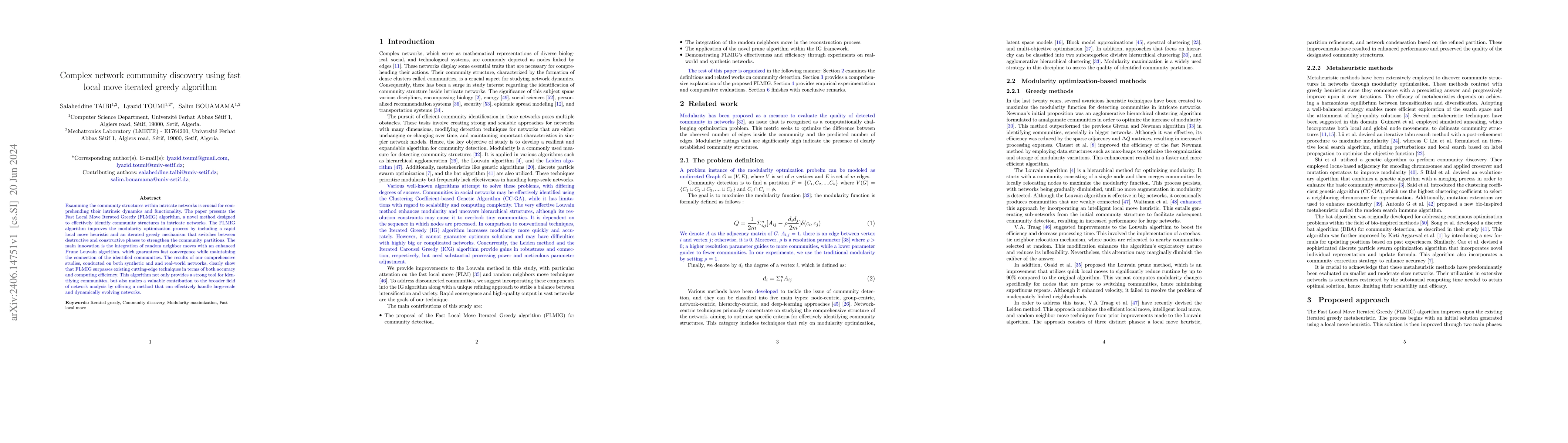 Thumbnail for Complex network community discovery using fast local move iterated
  greedy algorithm