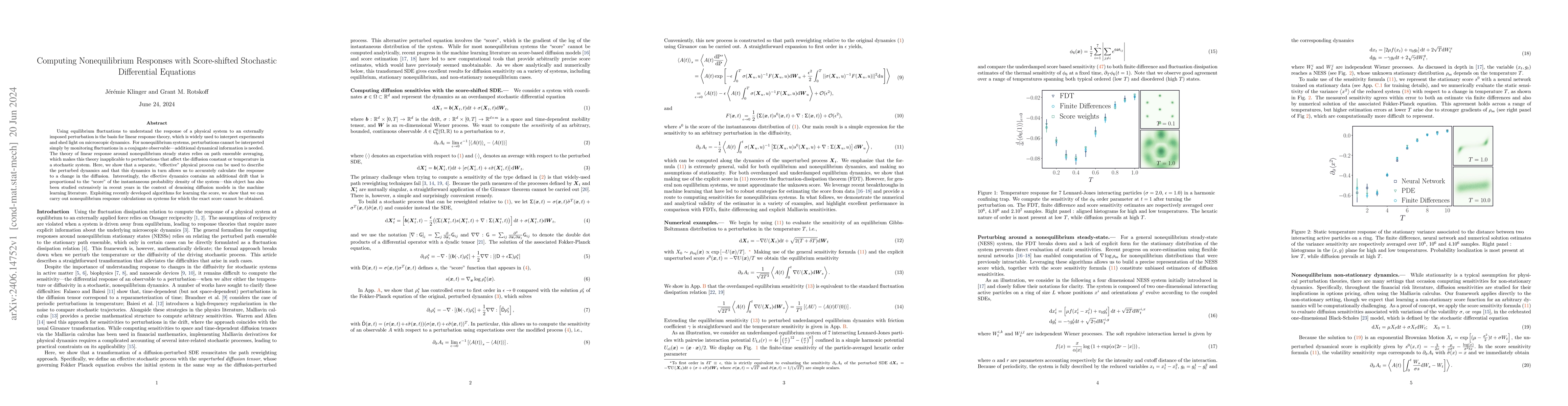 Thumbnail for Computing Nonequilibrium Responses with Score-shifted Stochastic
  Differential Equations
