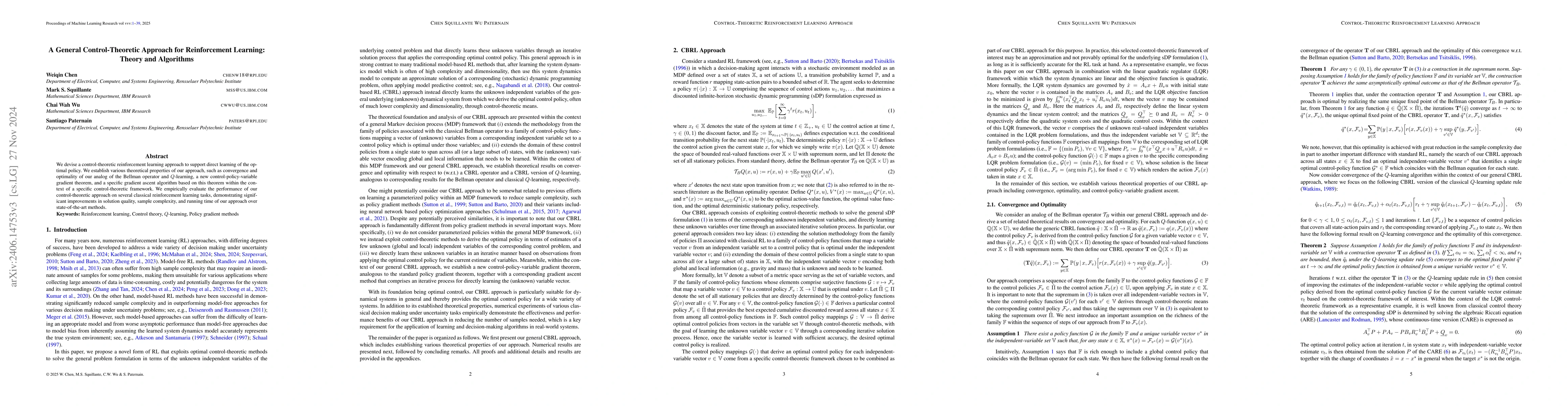 Thumbnail for A General Control-Theoretic Approach for Reinforcement Learning: Theory
  and Algorithms