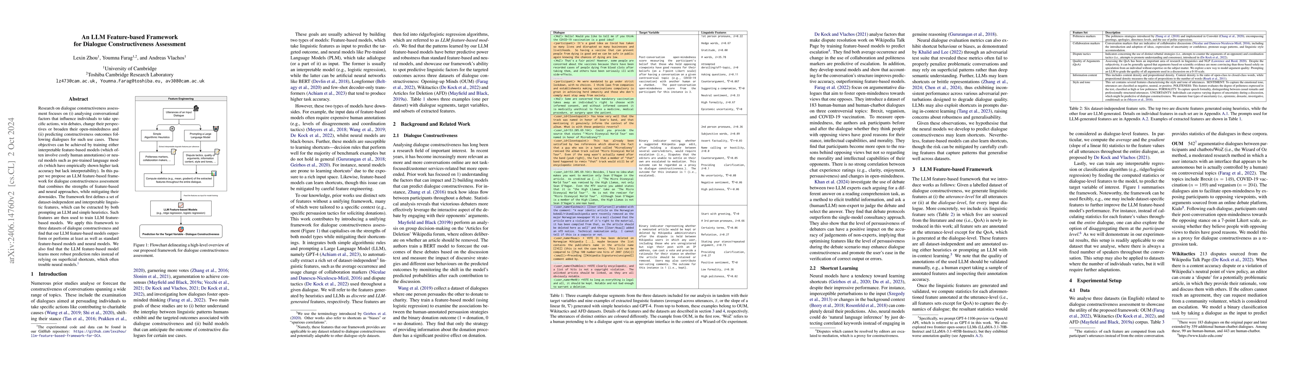Thumbnail for An LLM Feature-based Framework for Dialogue Constructiveness Assessment