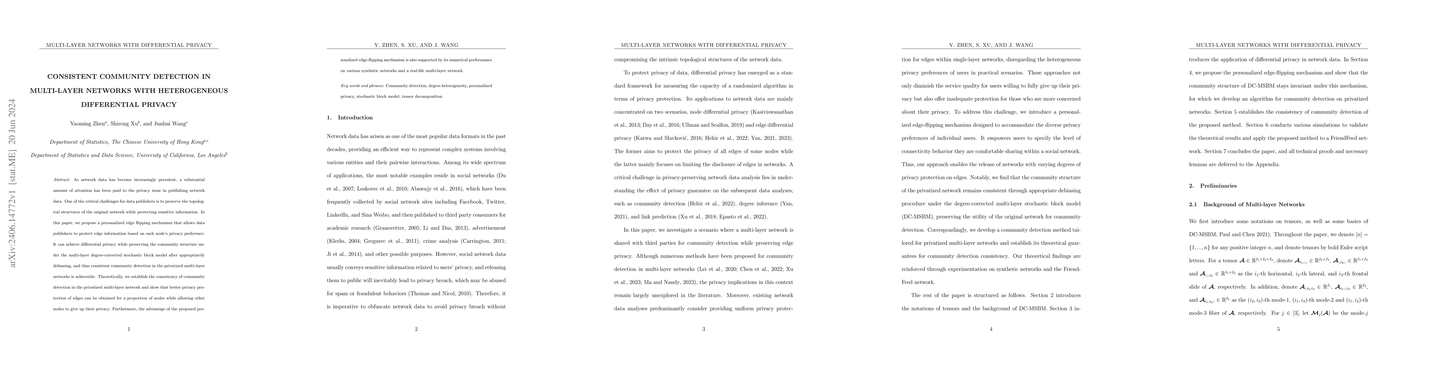 Thumbnail for Consistent community detection in multi-layer networks with
  heterogeneous differential privacy