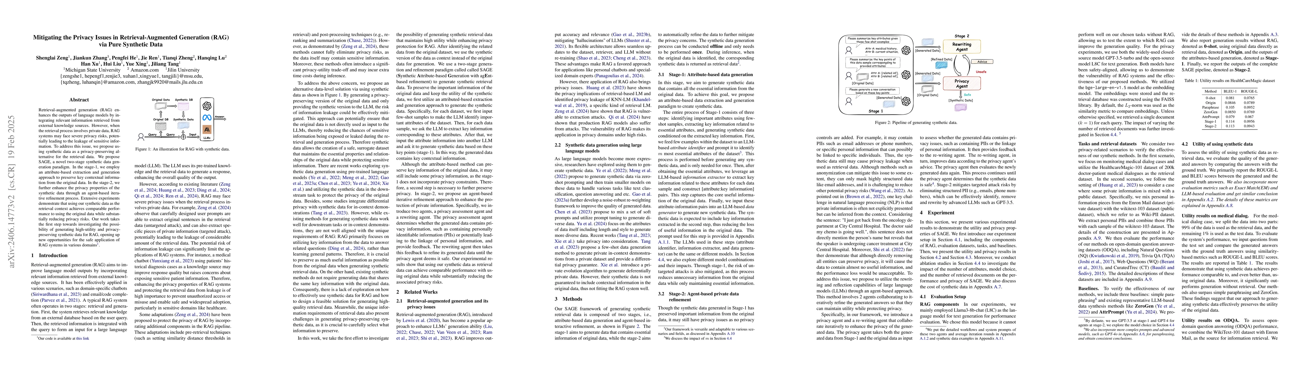 Thumbnail for Mitigating the Privacy Issues in Retrieval-Augmented Generation (RAG)
  via Pure Synthetic Data