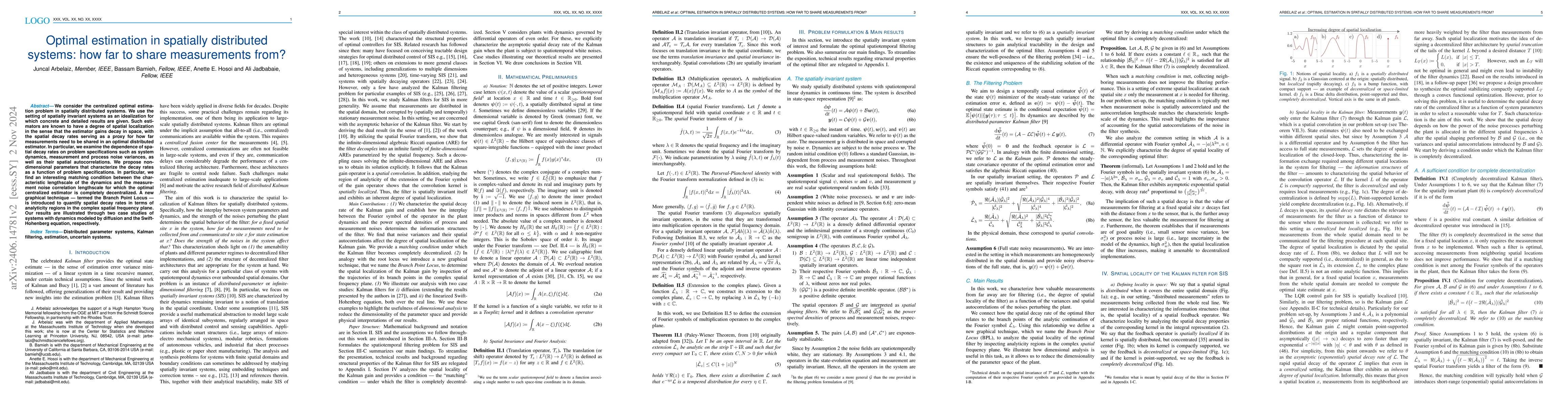 Thumbnail for Optimal estimation in spatially distributed systems: how far to share
  measurements from?