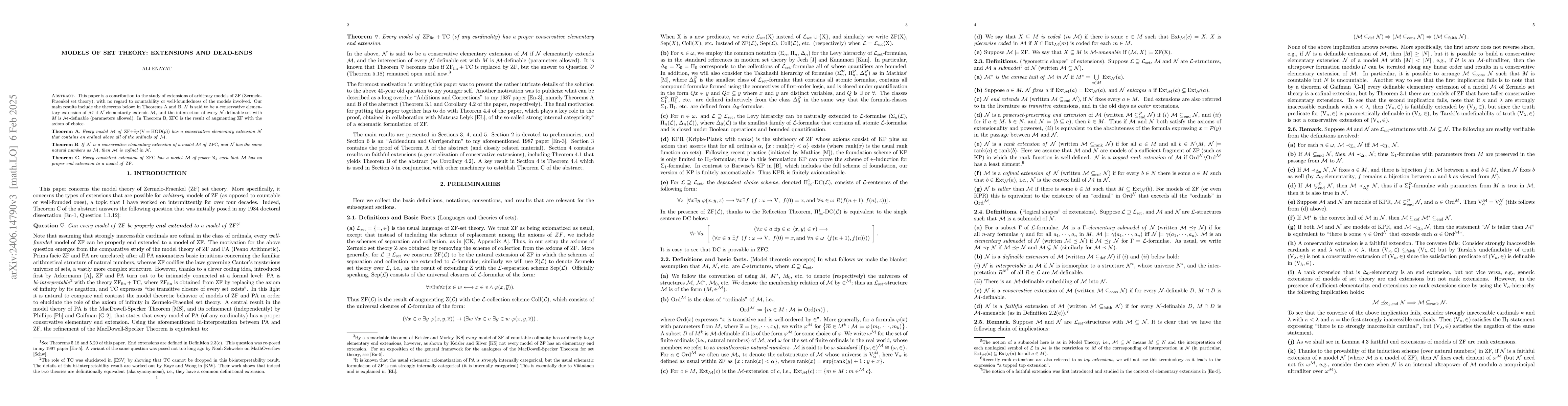 Thumbnail for Models of Set Theory: Extensions and Dead-ends