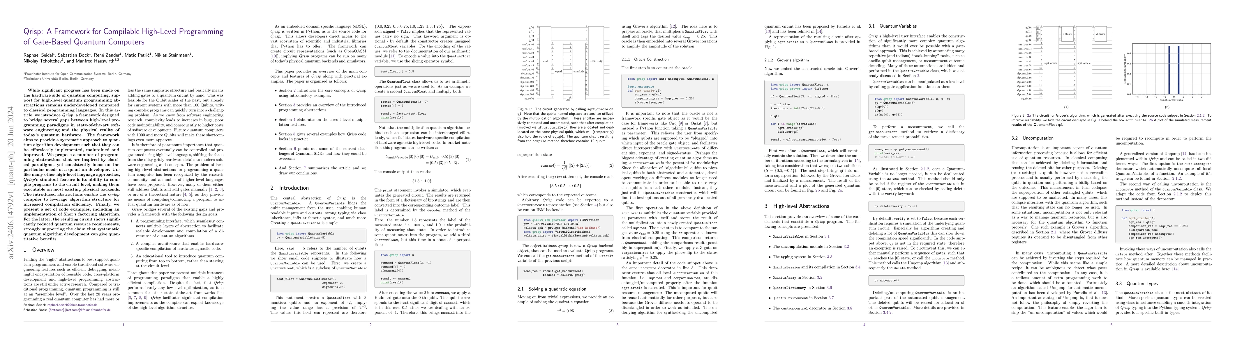 Thumbnail for Qrisp: A Framework for Compilable High-Level Programming of Gate-Based
  Quantum Computers