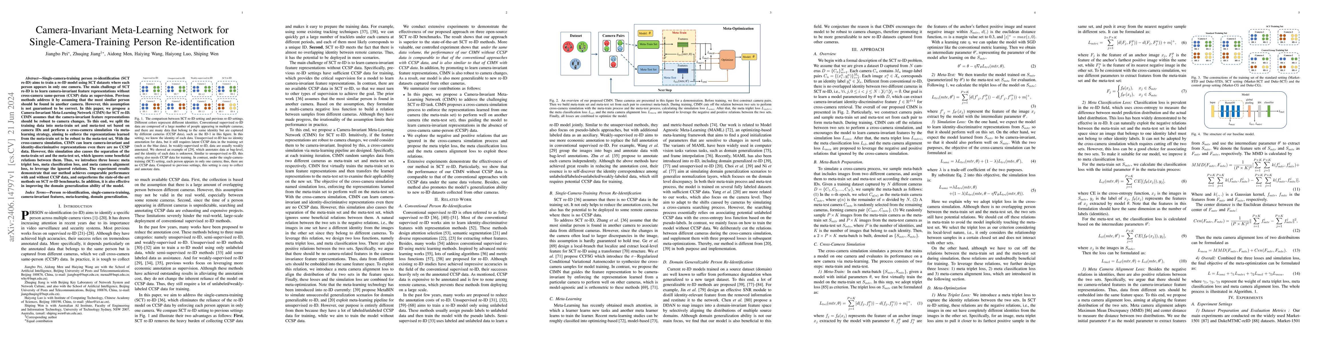 Thumbnail for Camera-Invariant Meta-Learning Network for Single-Camera-Training Person
  Re-identification