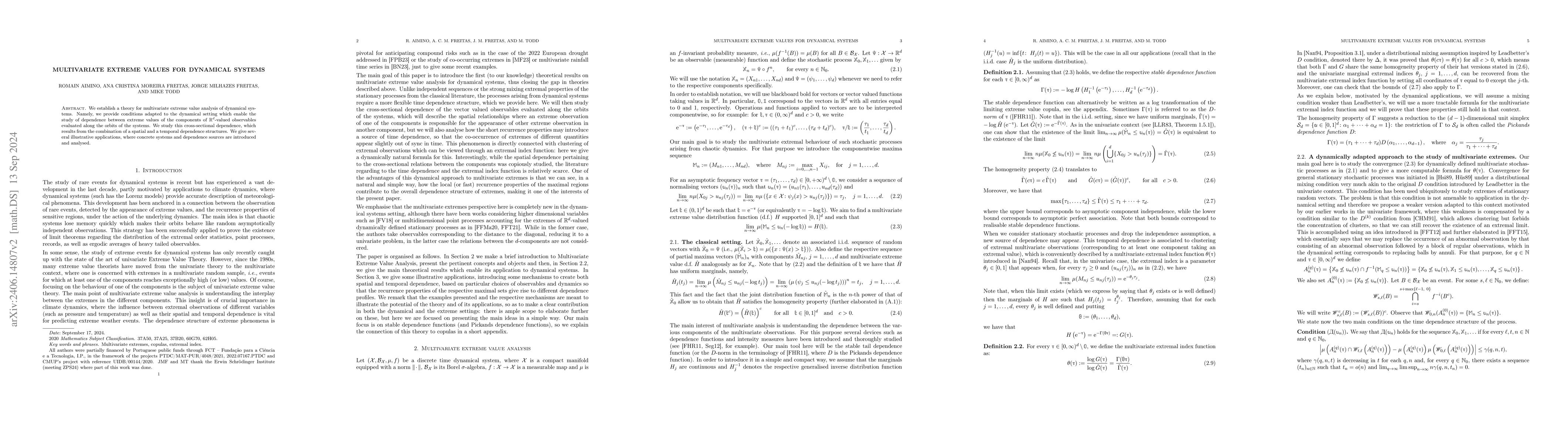 Thumbnail for Multivariate extreme values for dynamical systems
