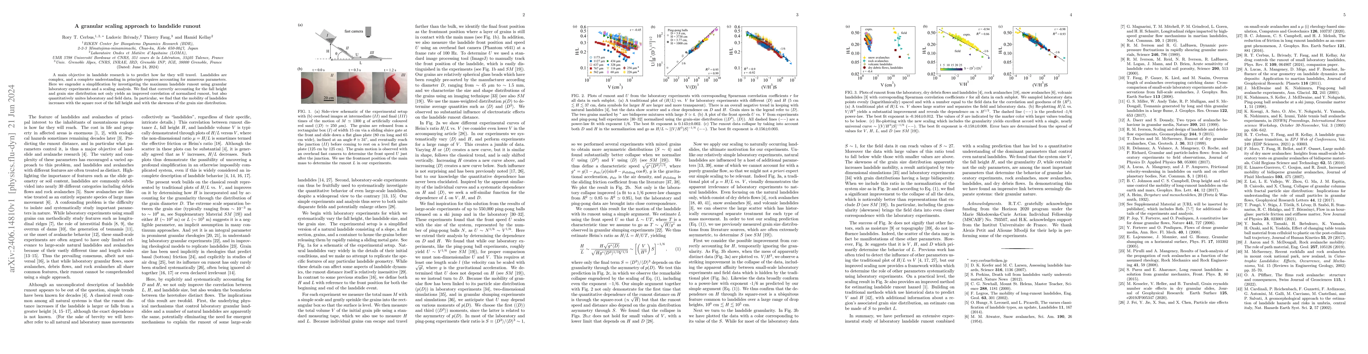 Thumbnail for A granular scaling approach to landslide runout
