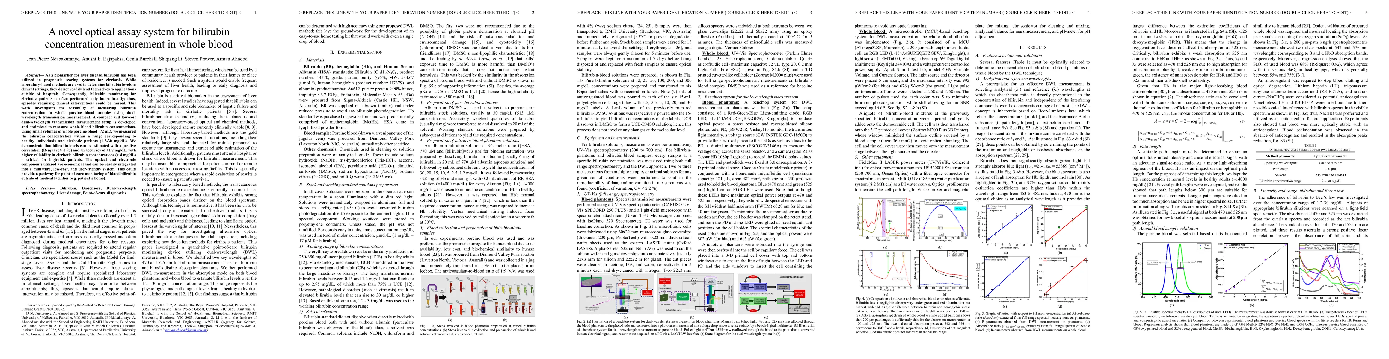 Thumbnail for A novel optical assay system for bilirubin concentration measurement in
  whole blood