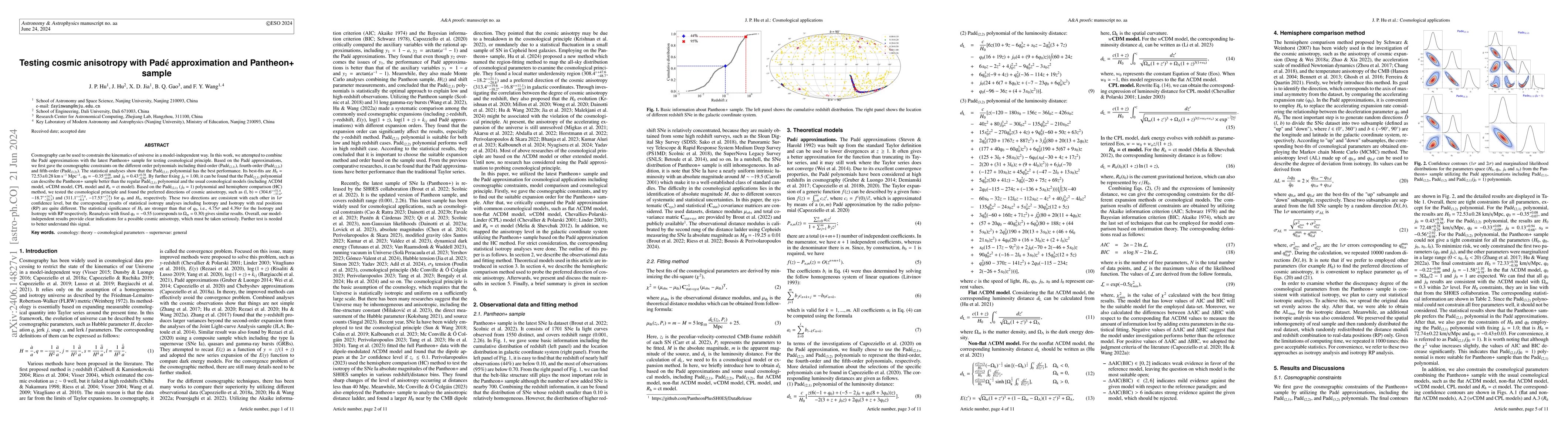 Thumbnail for Testing cosmic anisotropy with Pade approximation and Pantheon+ sample