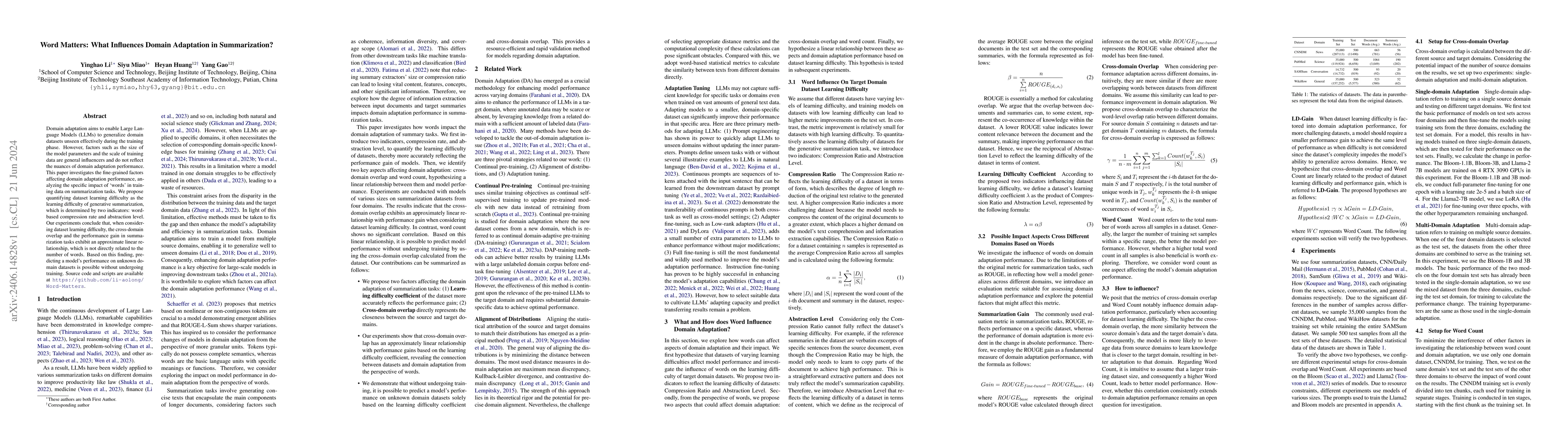 Thumbnail for Word Matters: What Influences Domain Adaptation in Summarization?